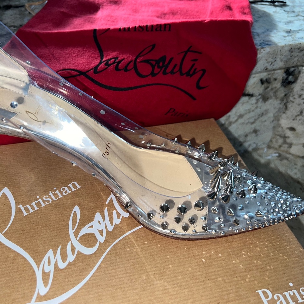 Christian Louboutin silver Grotika High heels wedding